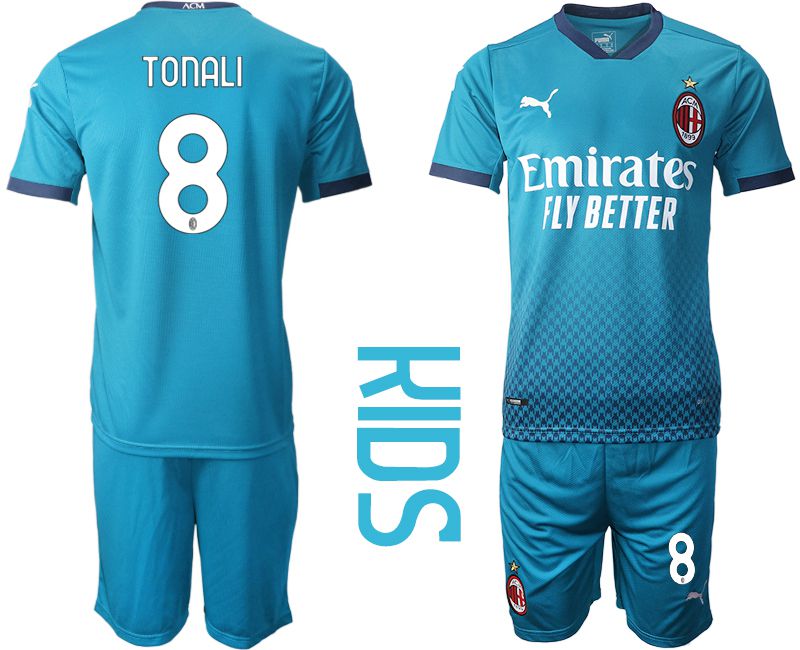 Youth 2020-2021 club AC milan away #8 blue Soccer Jerseys